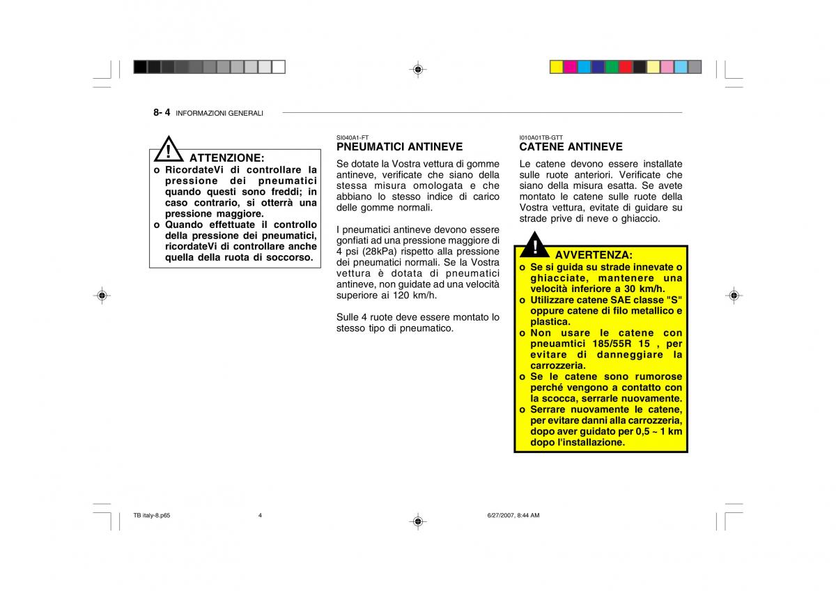 Hyundai Getz manuale del proprietario / page 208