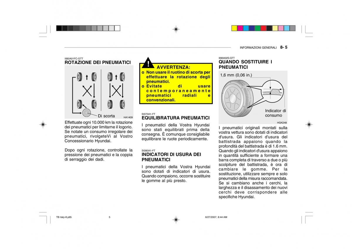 Hyundai Getz manuale del proprietario / page 209