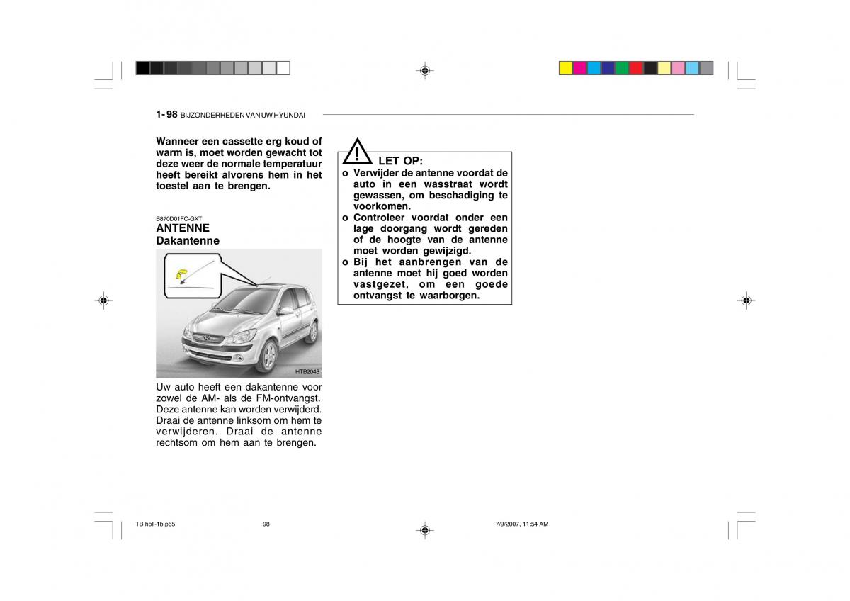 Hyundai Getz handleiding / page 108