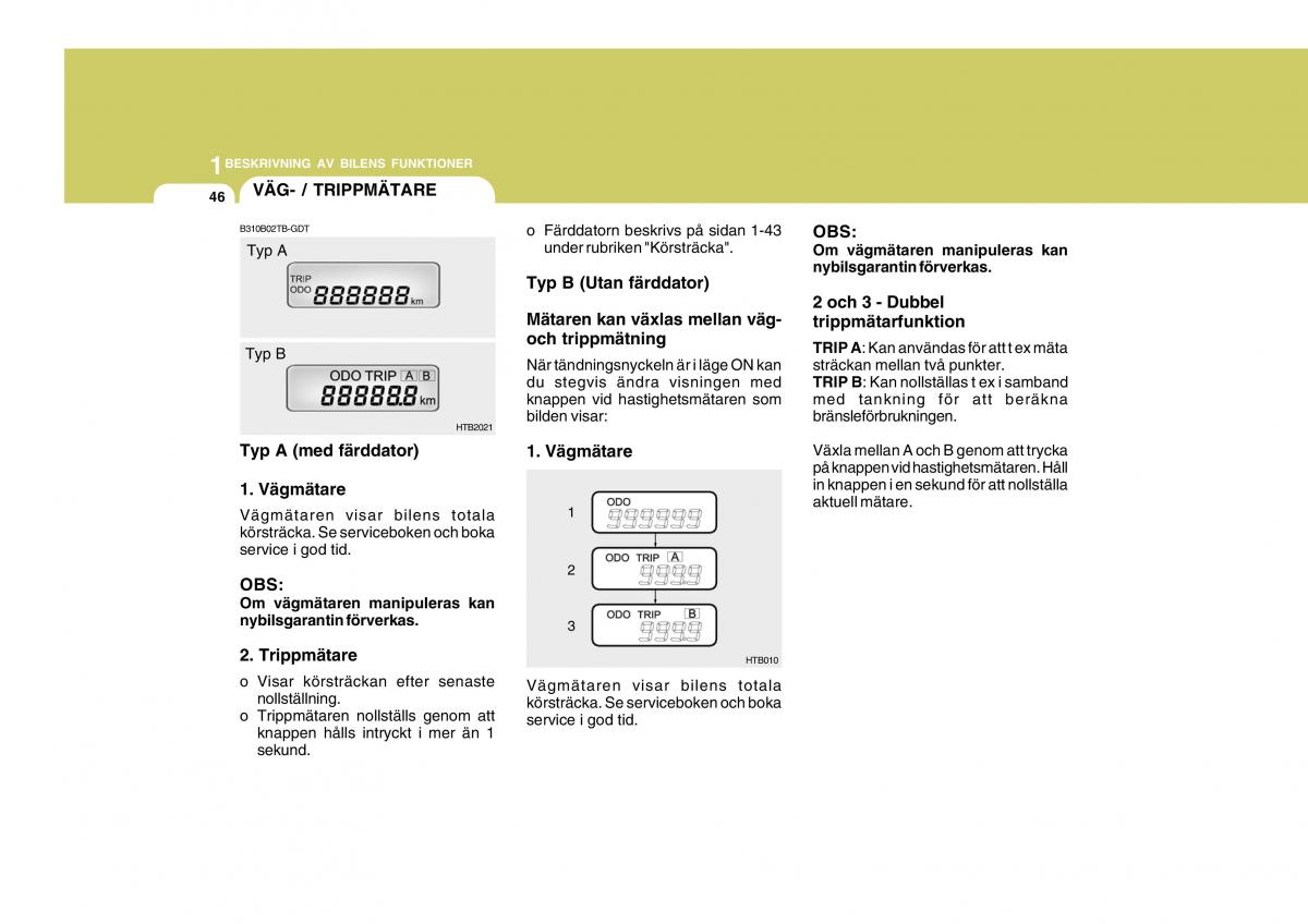 Hyundai Getz instruktionsbok / page 56