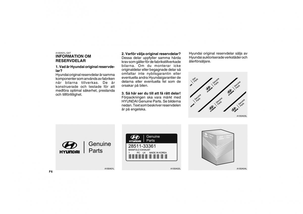 Hyundai Getz instruktionsbok / page 6