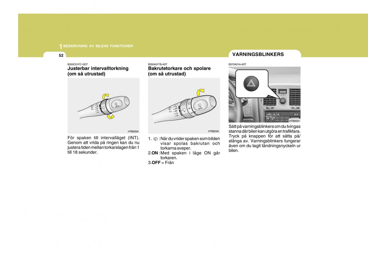 Hyundai Getz instruktionsbok / page 62