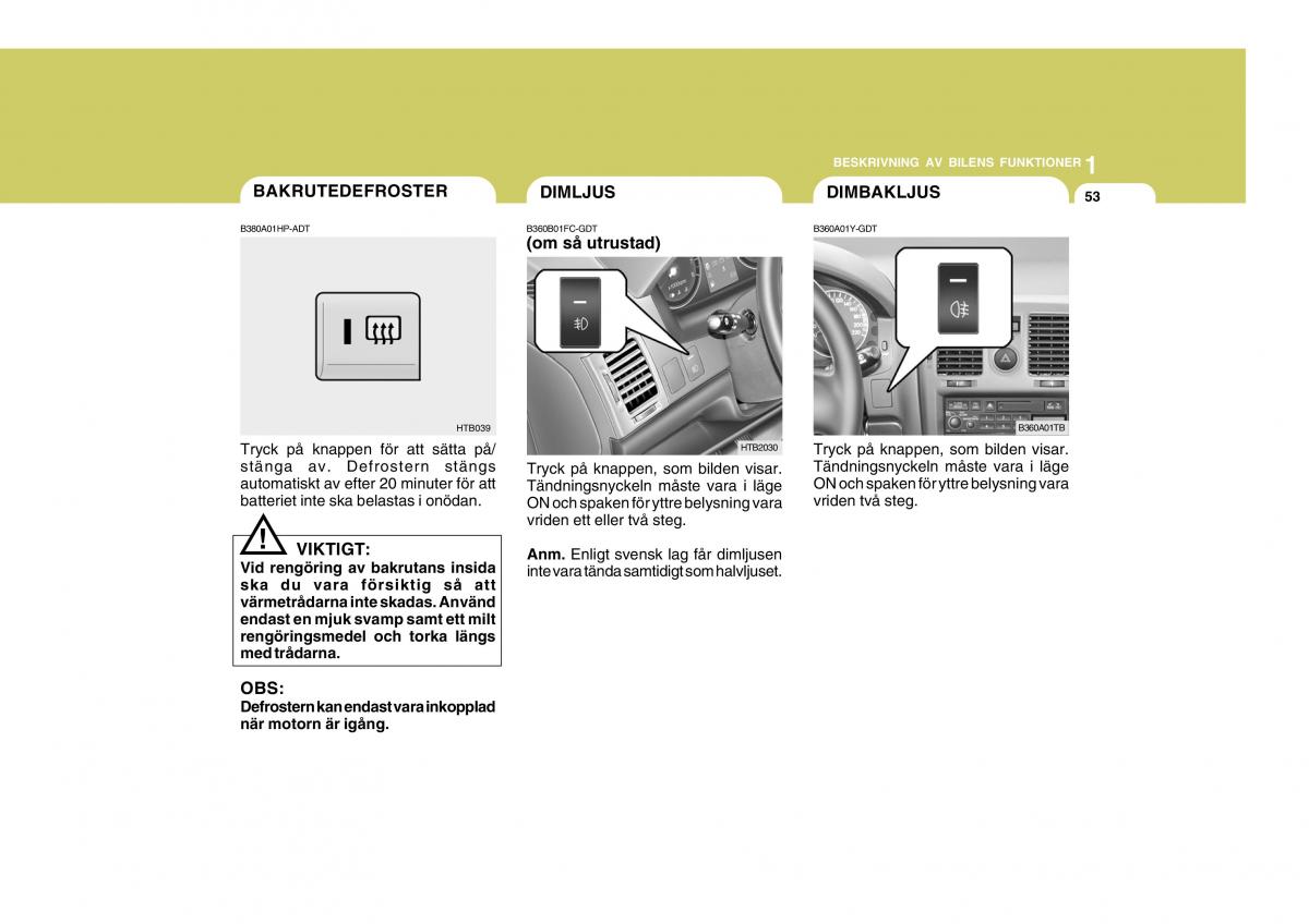 Hyundai Getz instruktionsbok / page 63