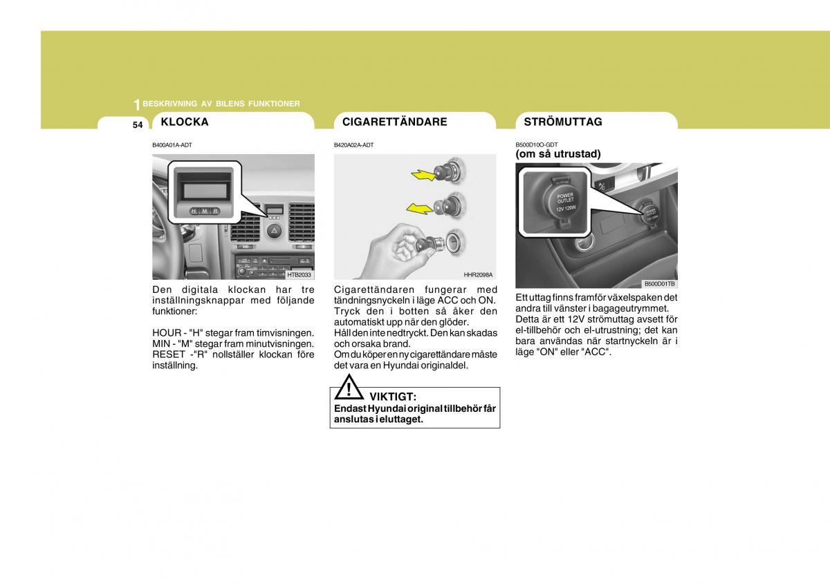 Hyundai Getz instruktionsbok / page 64