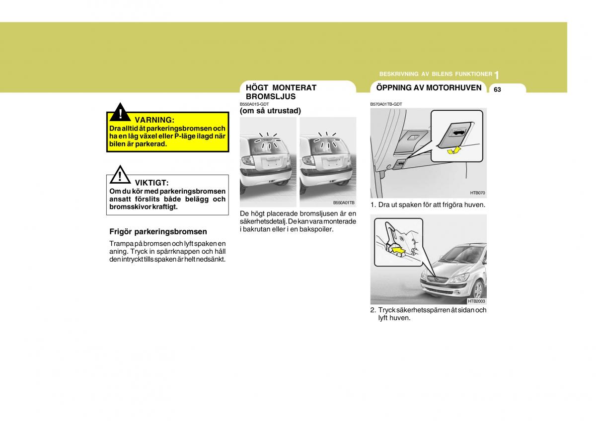 Hyundai Getz instruktionsbok / page 73