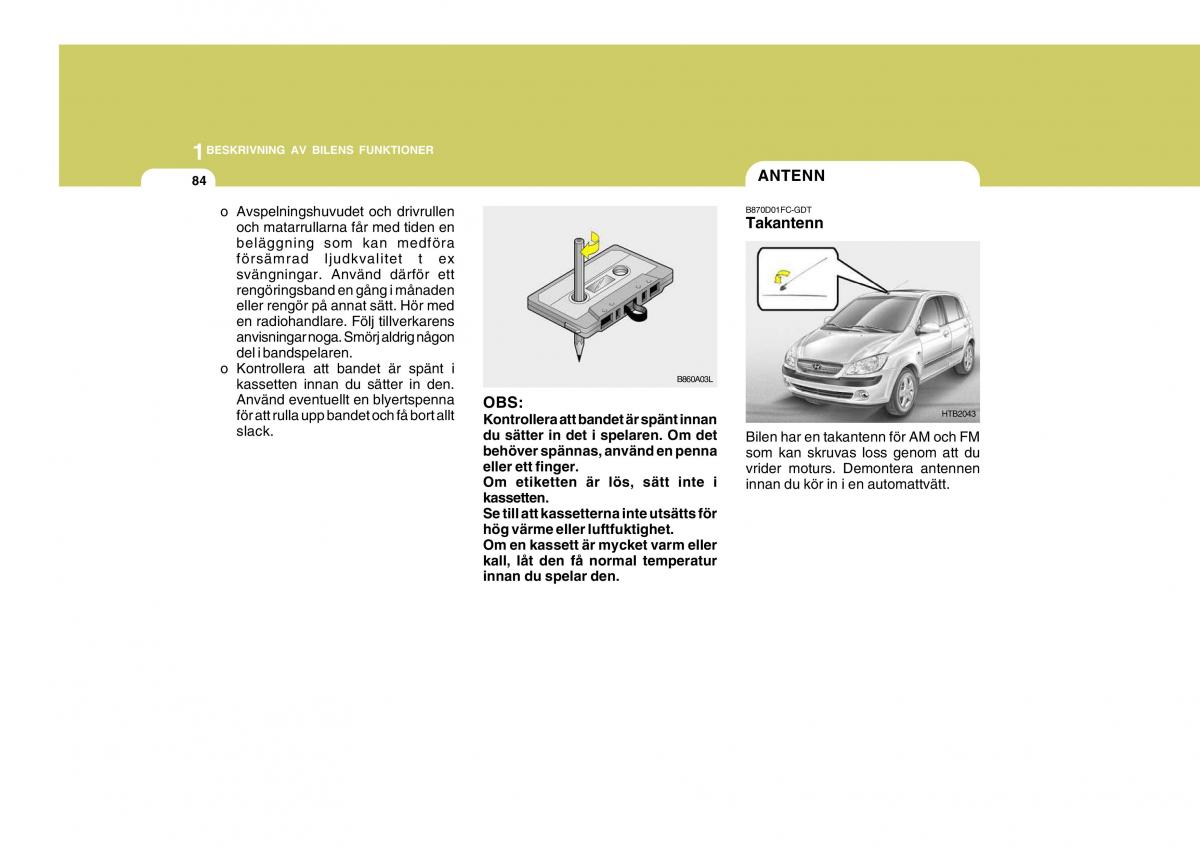 Hyundai Getz instruktionsbok / page 94