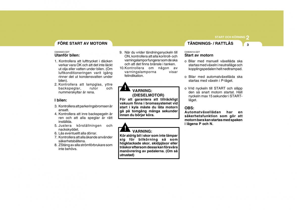 Hyundai Getz instruktionsbok / page 98