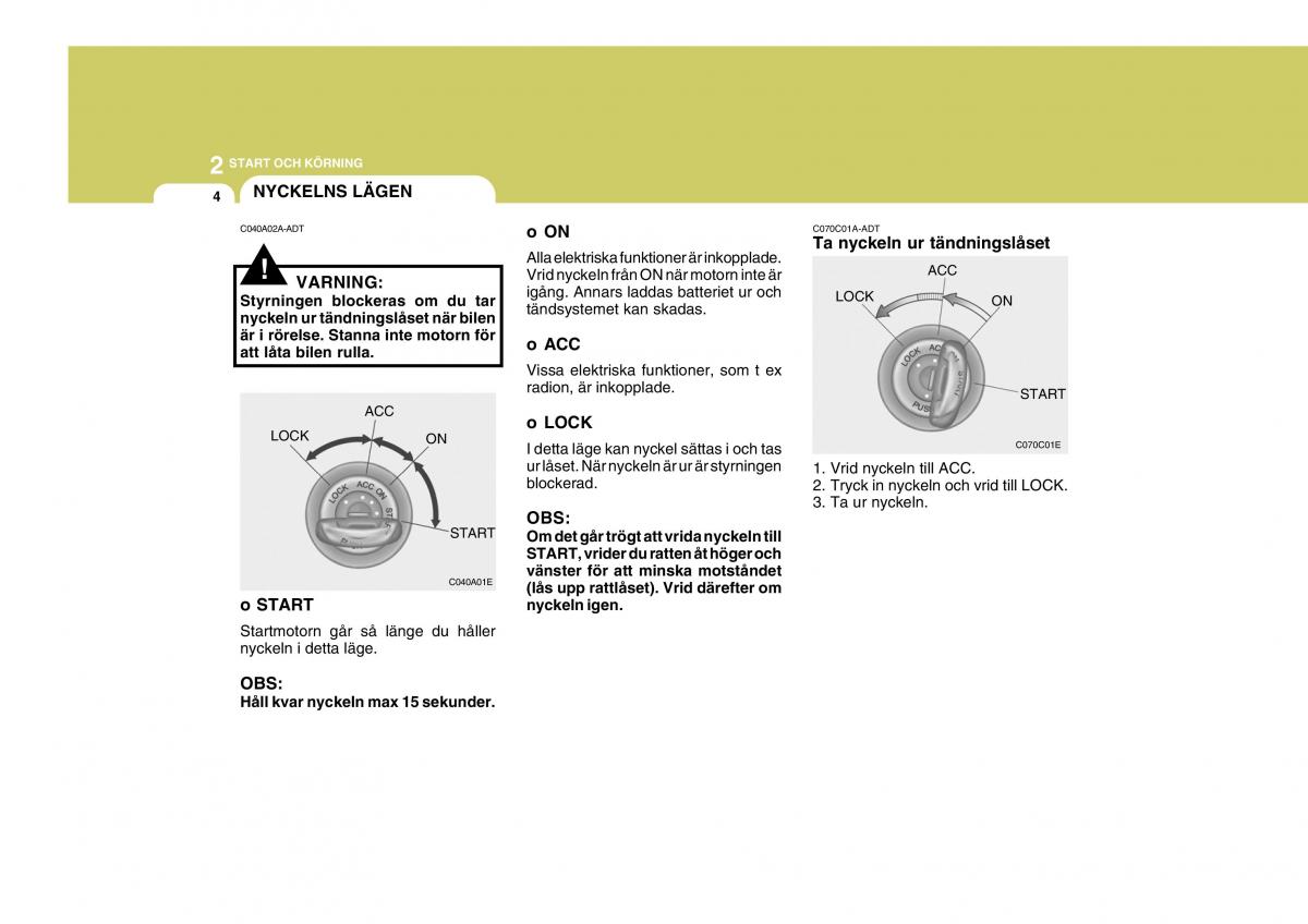 Hyundai Getz instruktionsbok / page 99