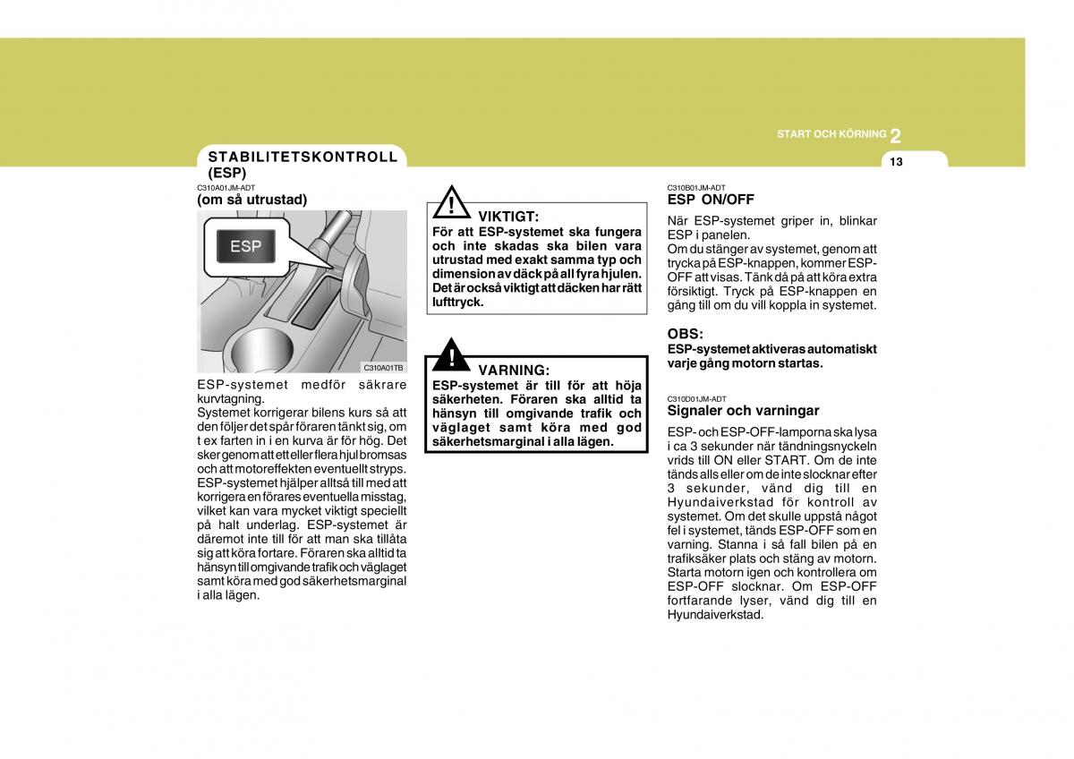 Hyundai Getz instruktionsbok / page 108