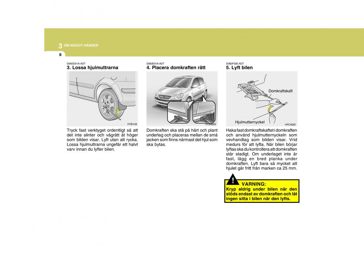 Hyundai Getz instruktionsbok / page 124