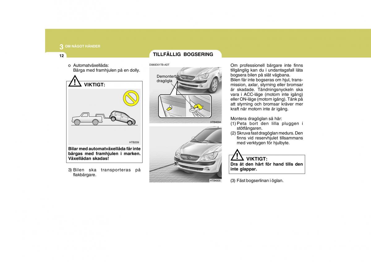 Hyundai Getz instruktionsbok / page 128