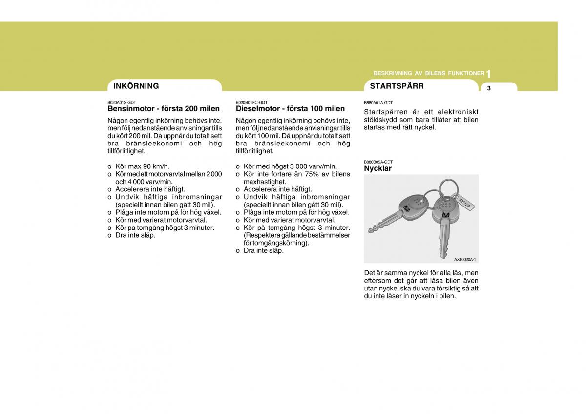 Hyundai Getz instruktionsbok / page 13