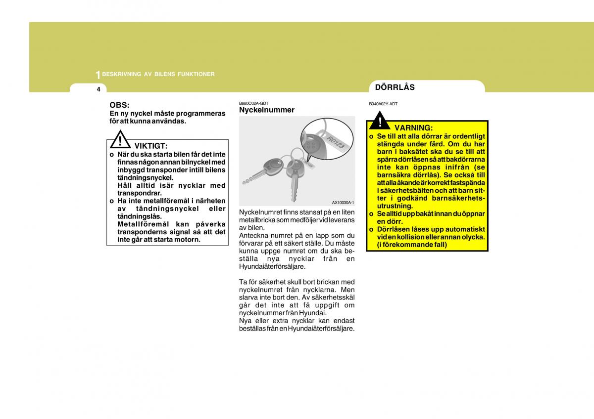 Hyundai Getz instruktionsbok / page 14