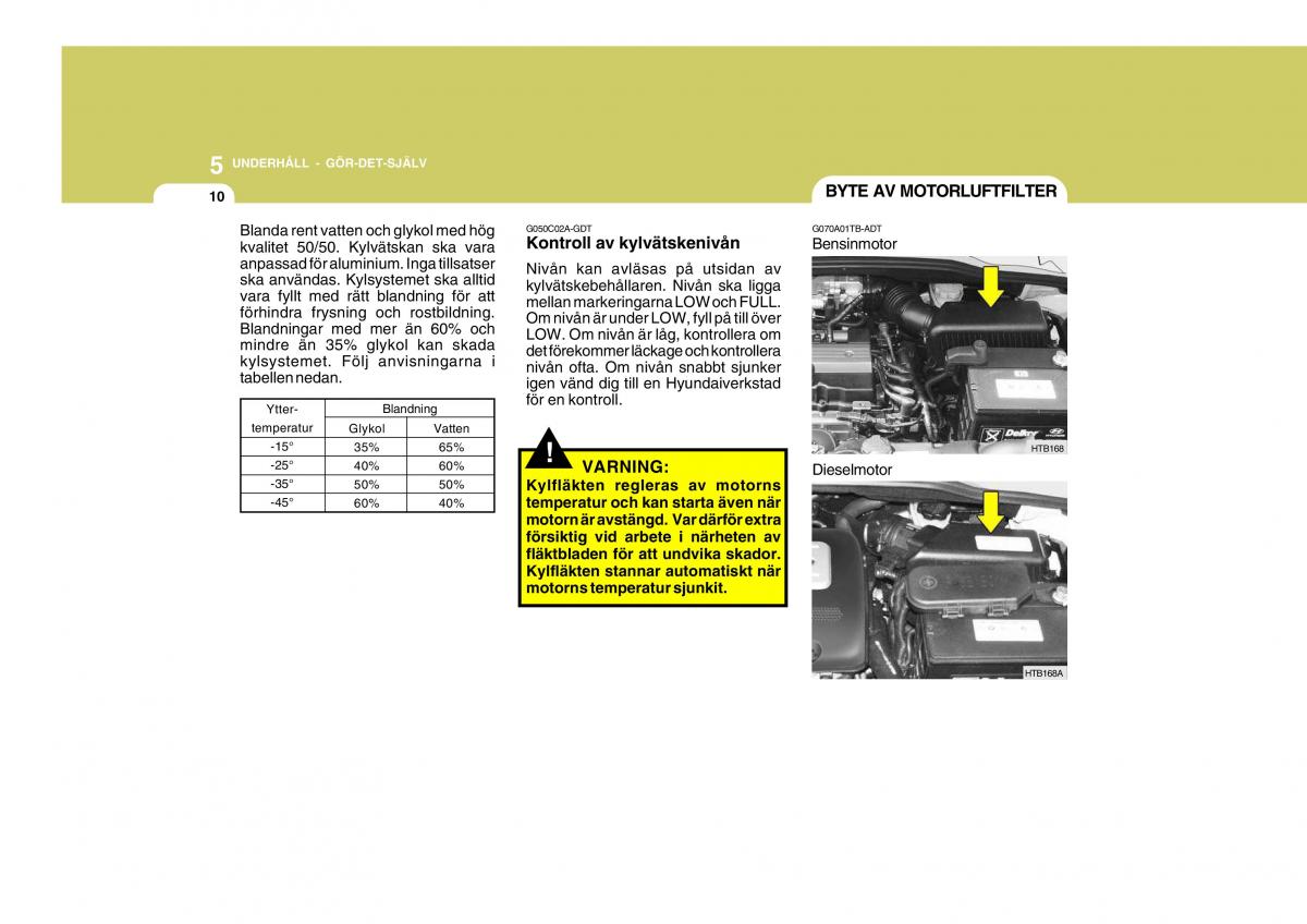 Hyundai Getz instruktionsbok / page 145