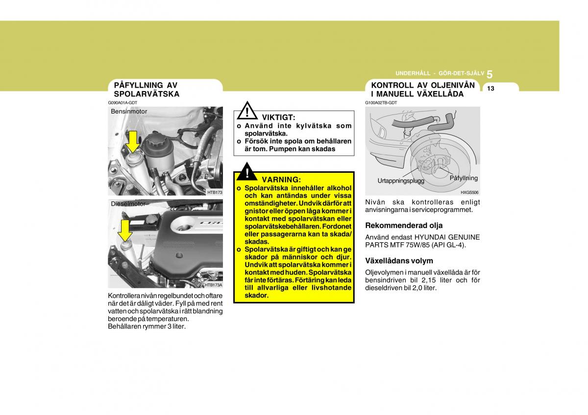 Hyundai Getz instruktionsbok / page 148