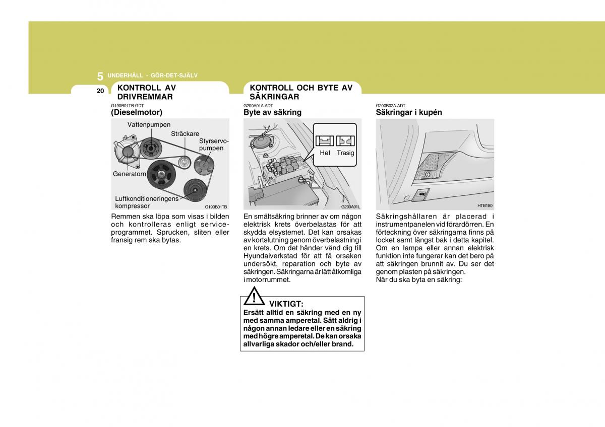 Hyundai Getz instruktionsbok / page 155