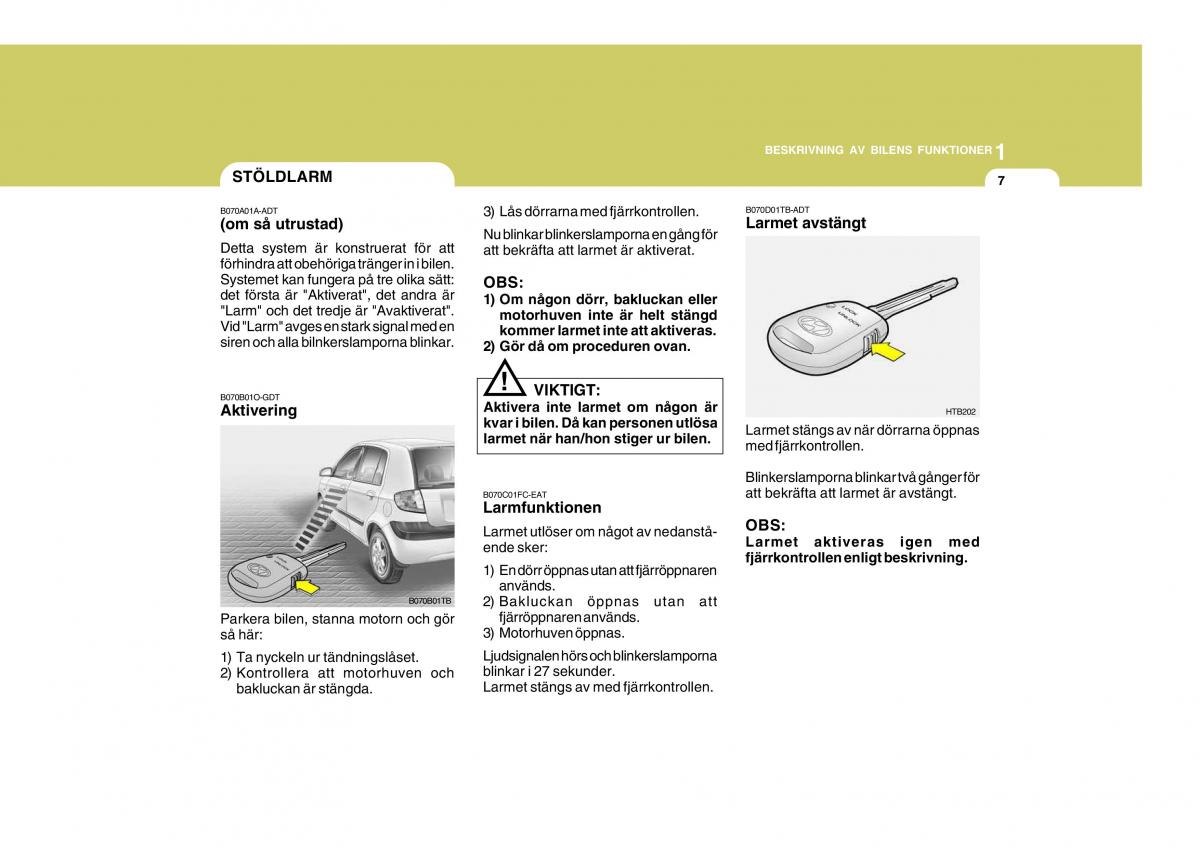 Hyundai Getz instruktionsbok / page 17