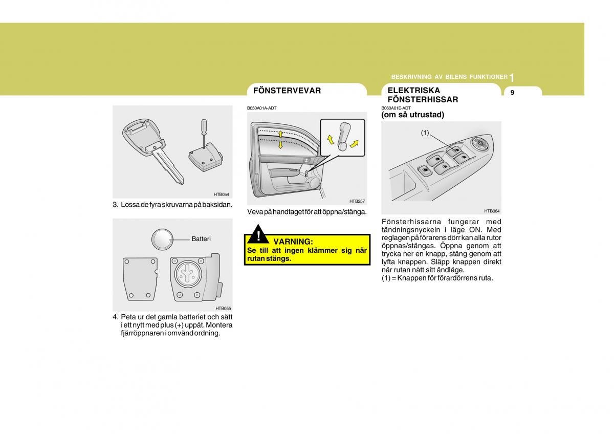 Hyundai Getz instruktionsbok / page 19