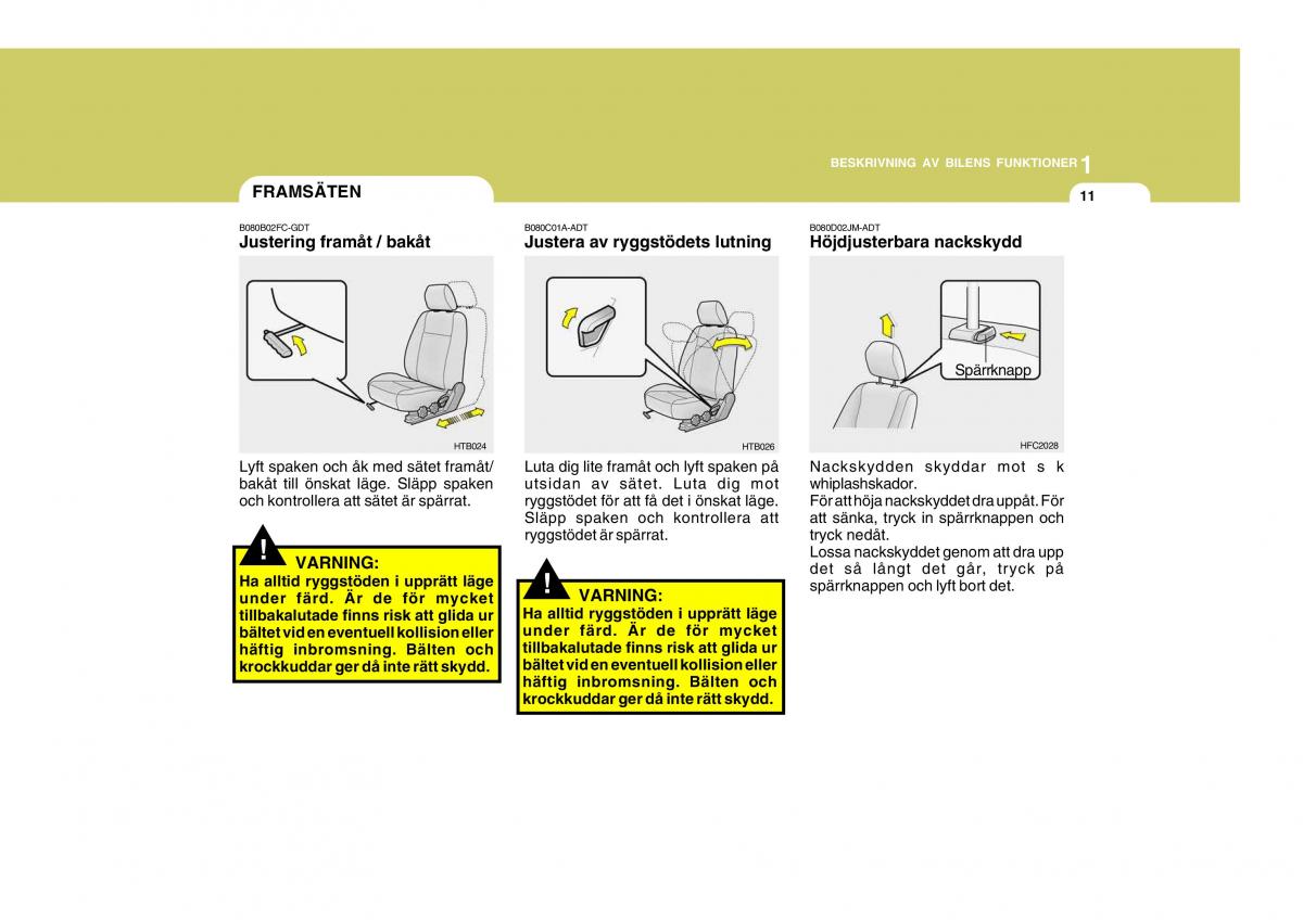 Hyundai Getz instruktionsbok / page 21