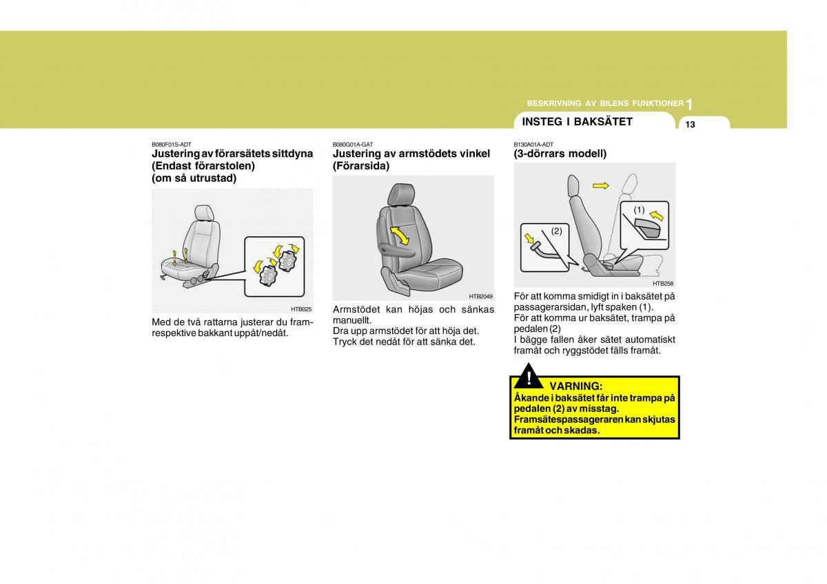 Hyundai Getz instruktionsbok / page 23