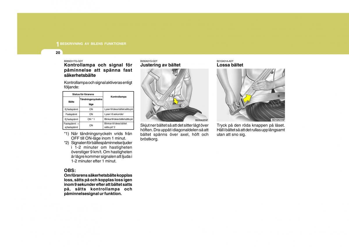 Hyundai Getz instruktionsbok / page 30