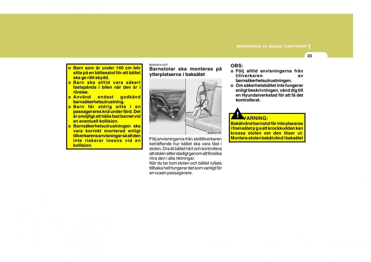 Hyundai Getz instruktionsbok / page 33