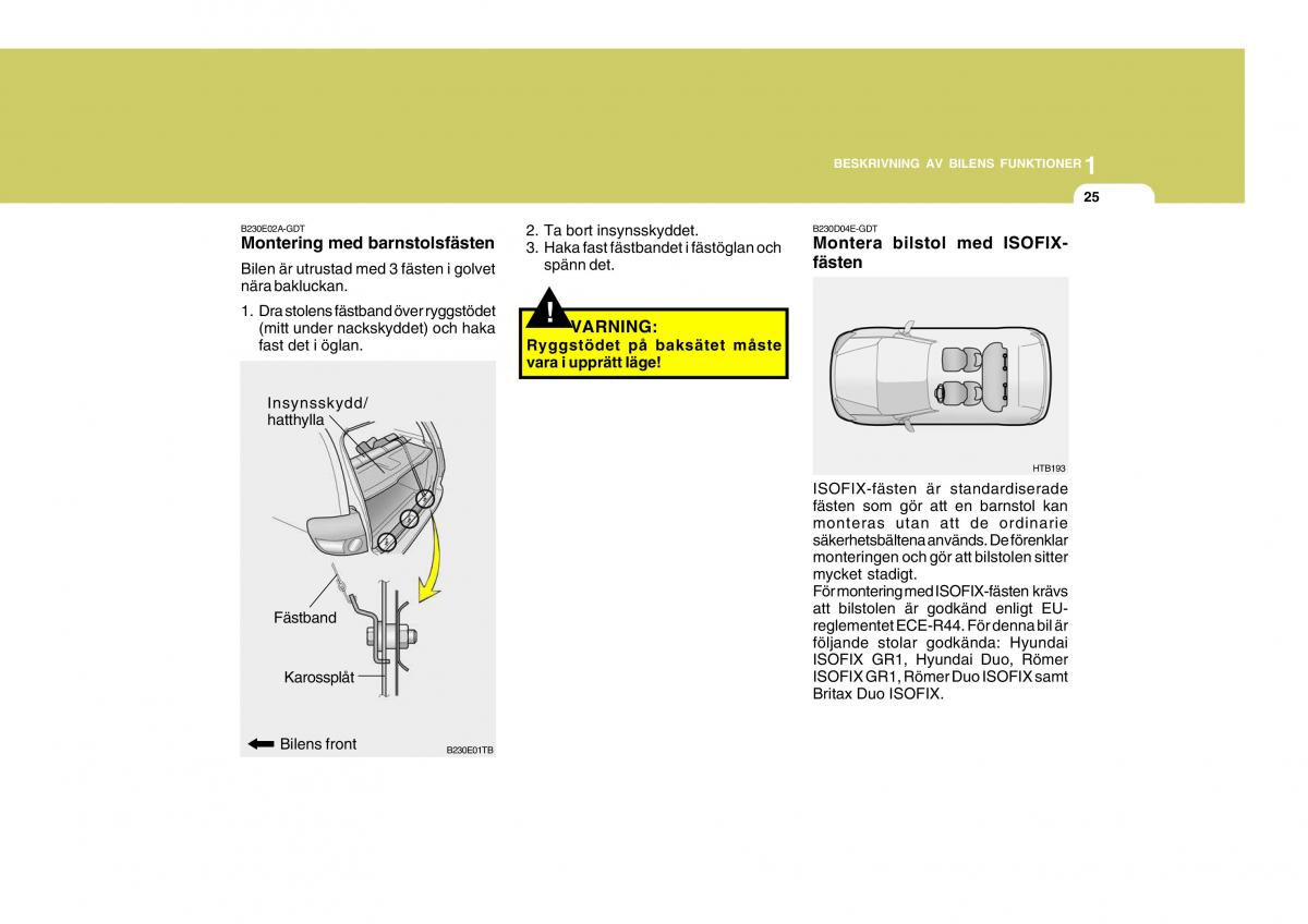 Hyundai Getz instruktionsbok / page 35