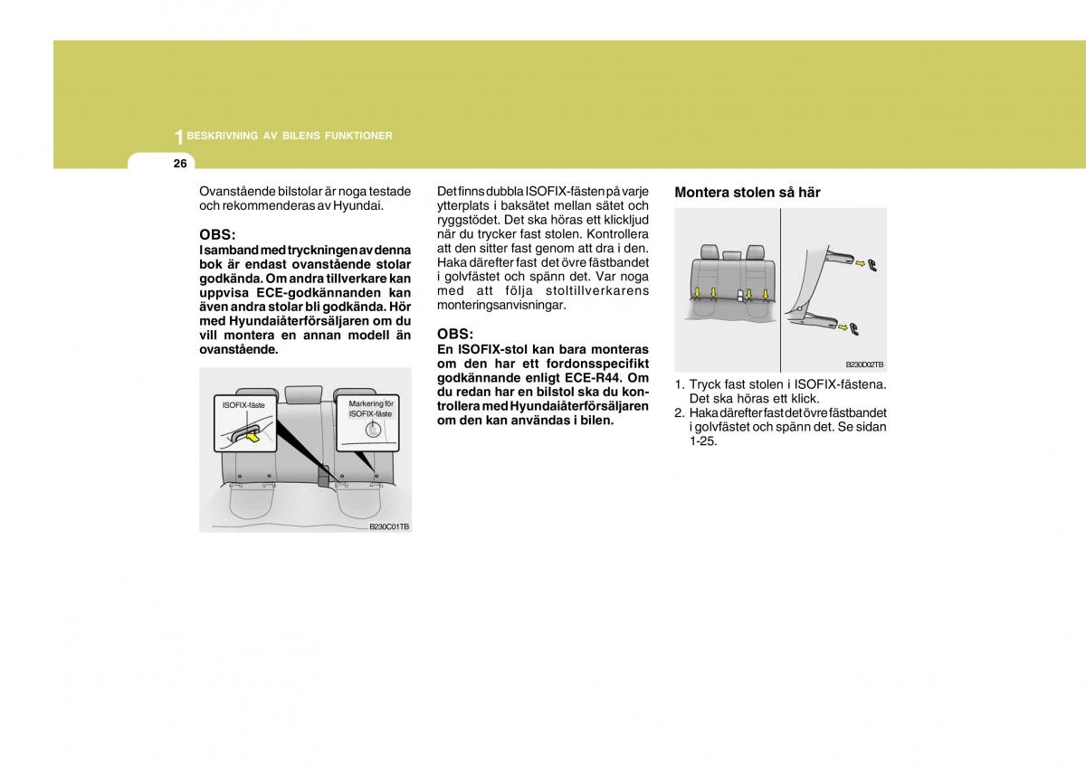 Hyundai Getz instruktionsbok / page 36