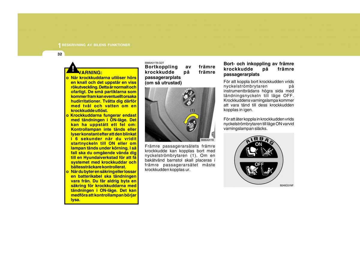 Hyundai Getz instruktionsbok / page 42