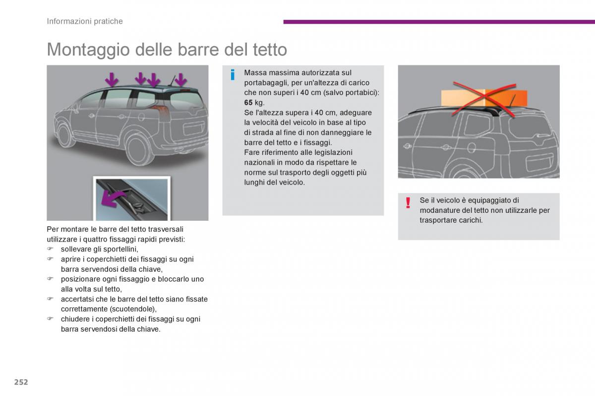 manual  Peugeot 5008 manuale del proprietario / page 254