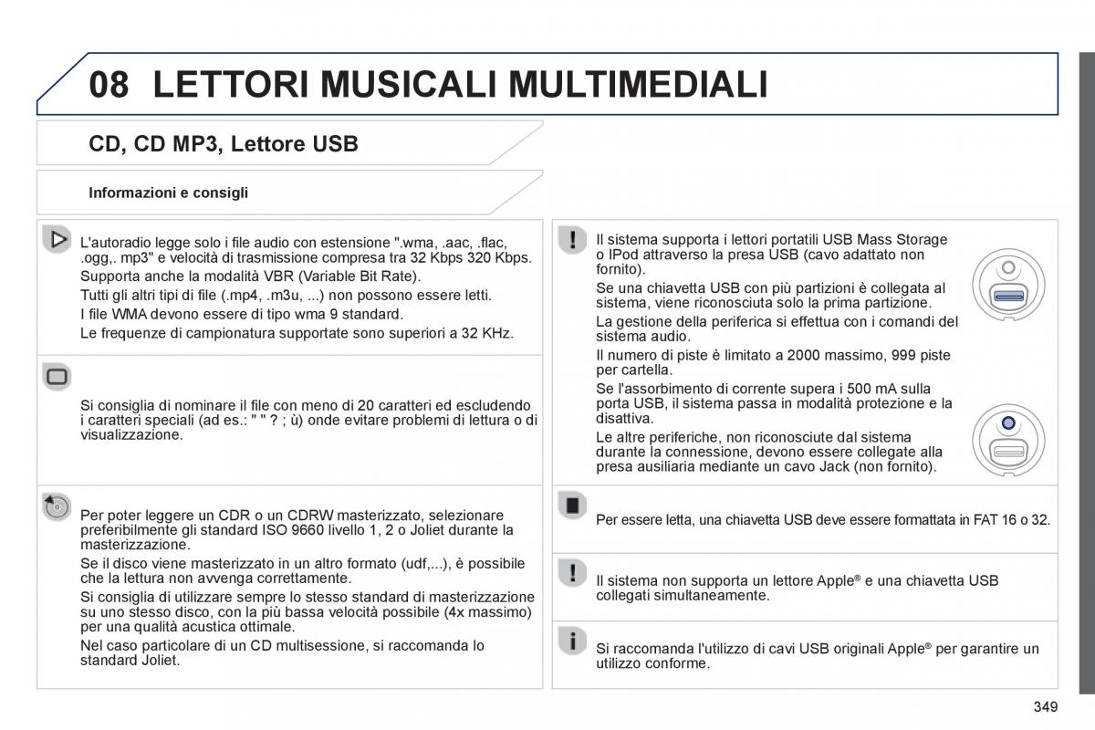 manual  Peugeot 5008 manuale del proprietario / page 351