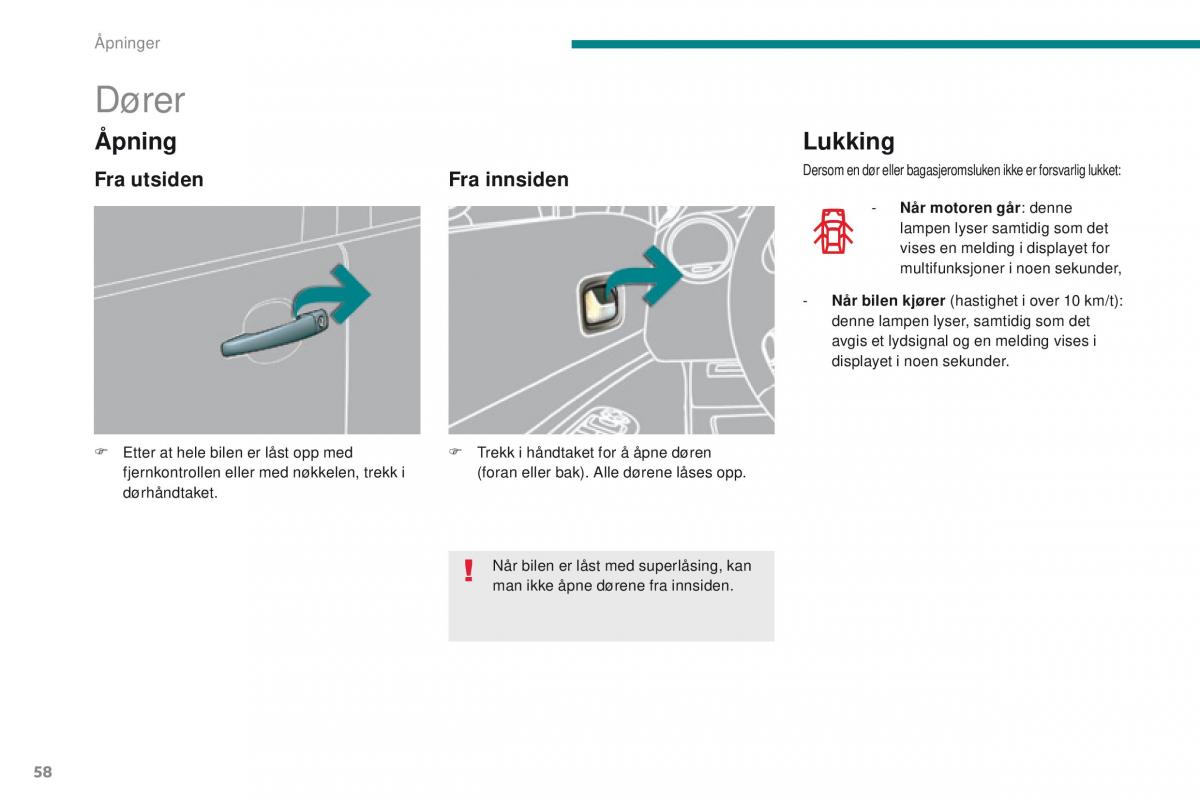 Peugeot 5008 bruksanvisningen / page 60