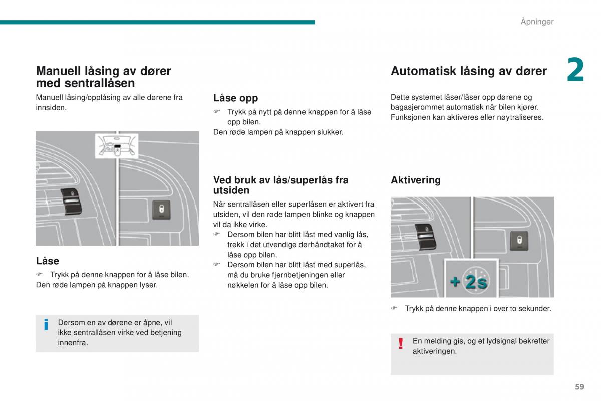 Peugeot 5008 bruksanvisningen / page 61