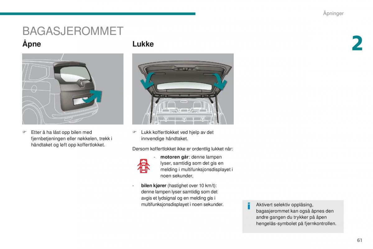 Peugeot 5008 bruksanvisningen / page 63