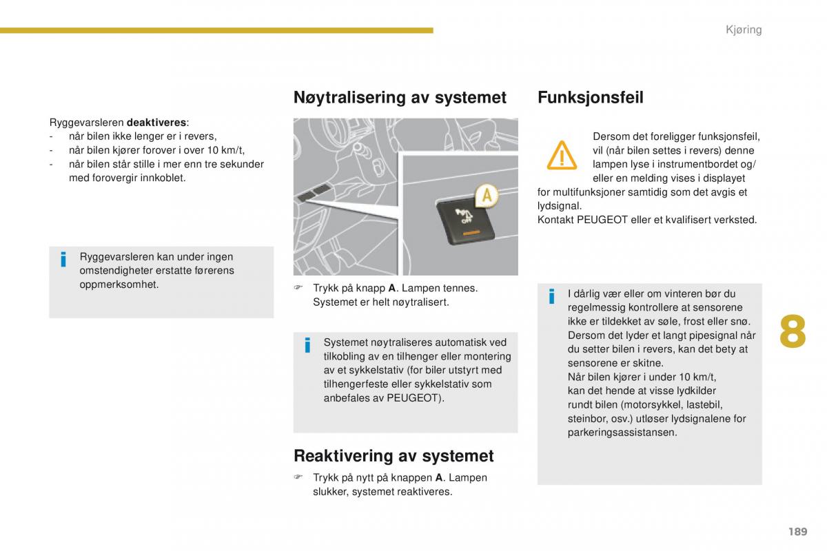 Peugeot 5008 bruksanvisningen / page 191