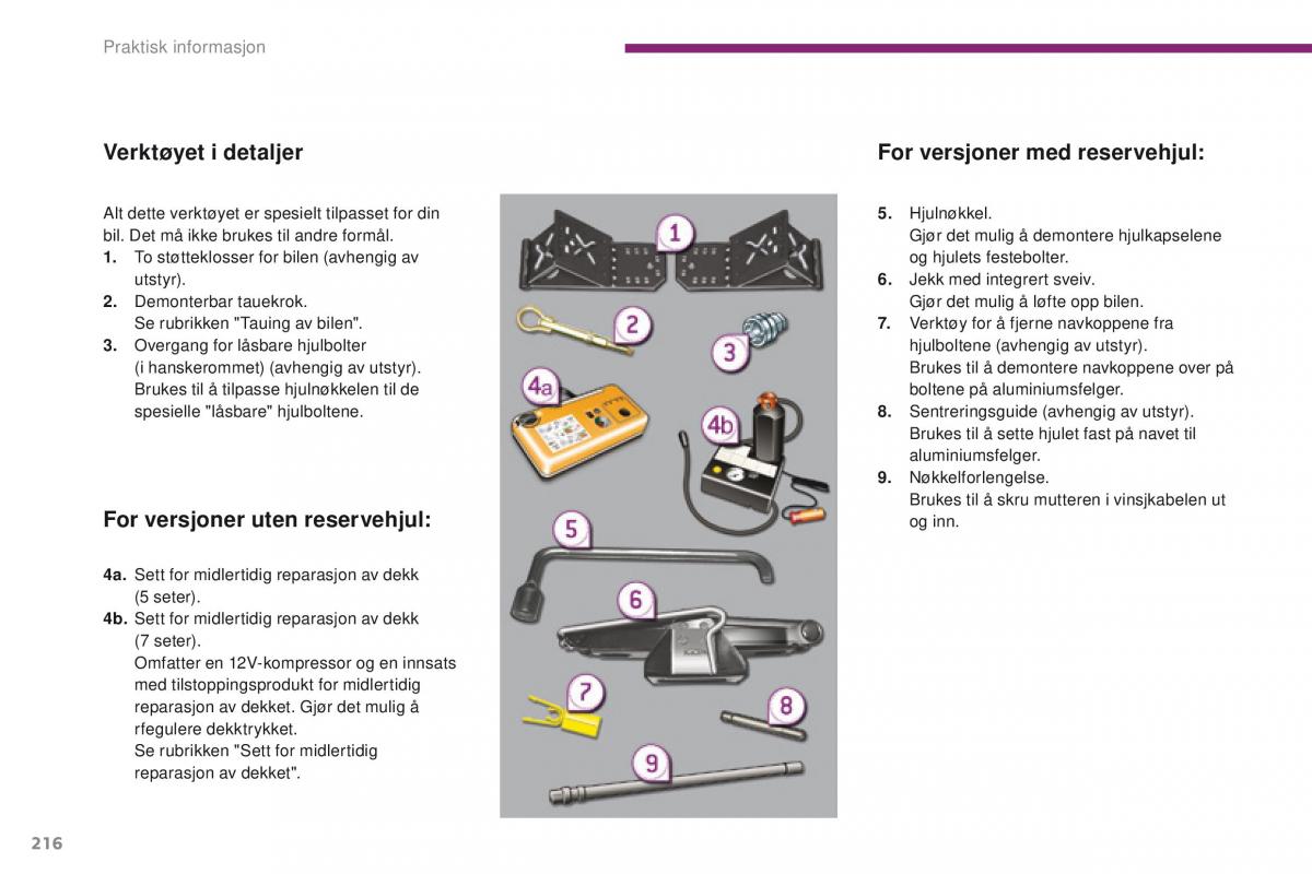 Peugeot 5008 bruksanvisningen / page 218