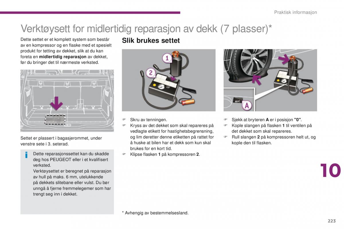 Peugeot 5008 bruksanvisningen / page 225