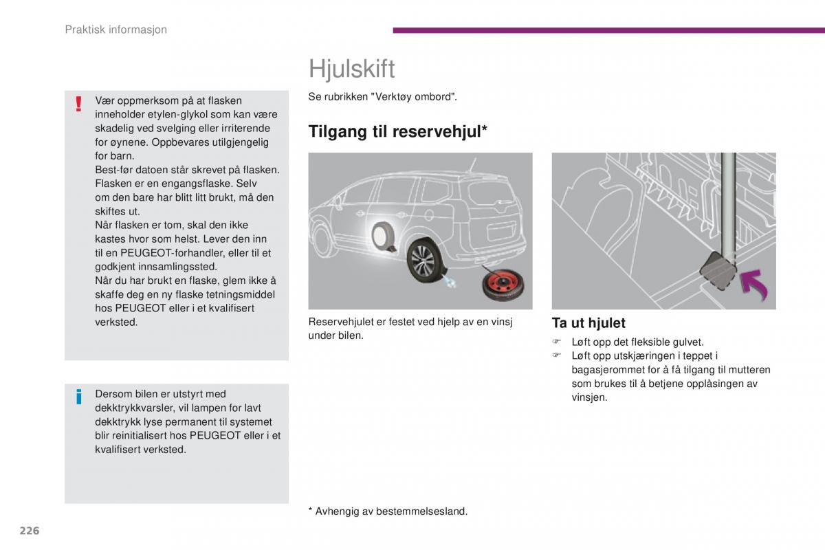 Peugeot 5008 bruksanvisningen / page 228