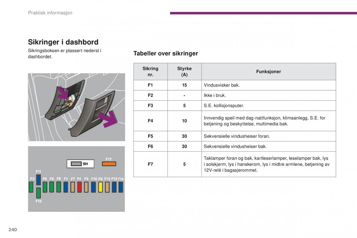 Peugeot 5008 bruksanvisningen / page 242