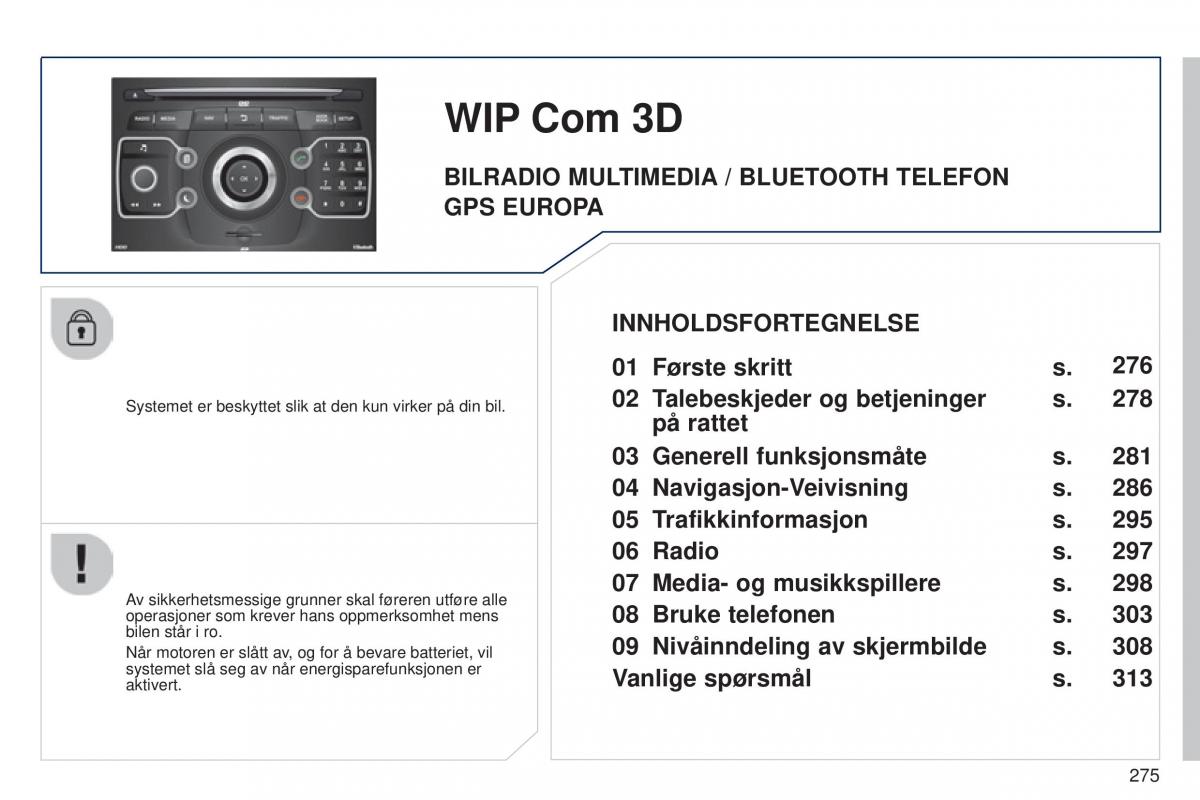 Peugeot 5008 bruksanvisningen / page 277