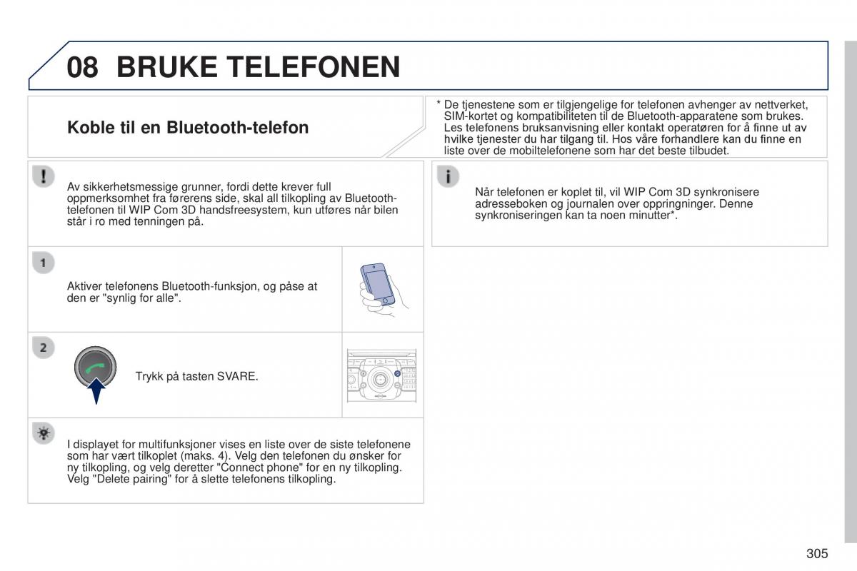 Peugeot 5008 bruksanvisningen / page 307