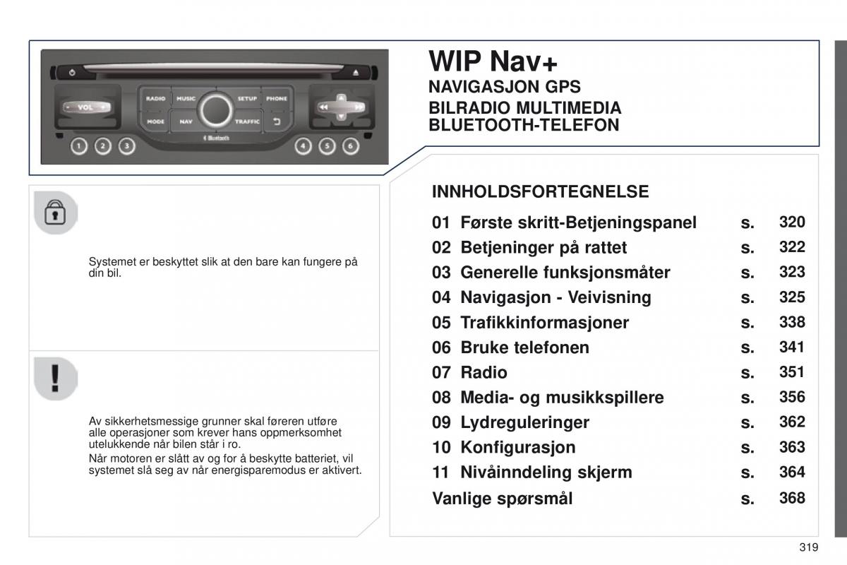 Peugeot 5008 bruksanvisningen / page 321