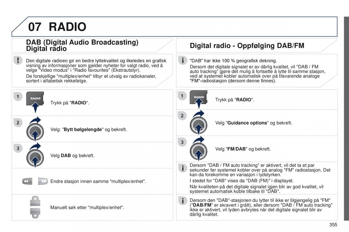 Peugeot 5008 bruksanvisningen / page 357