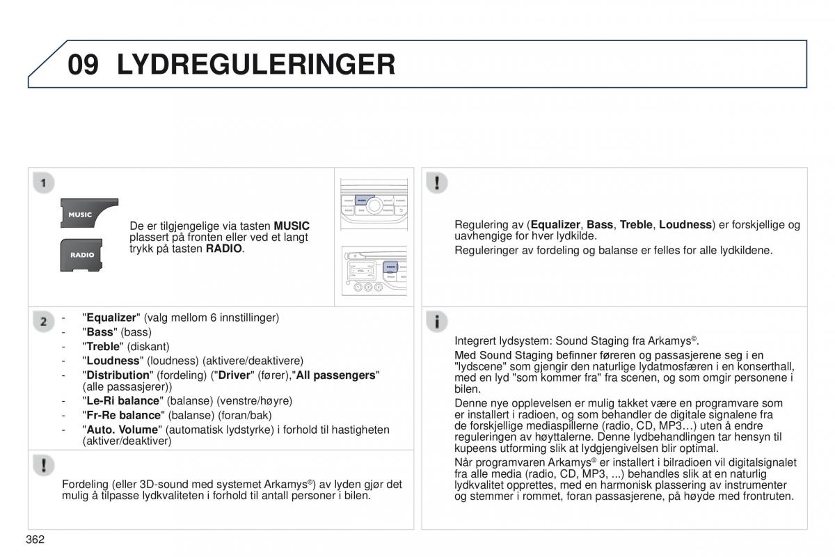 Peugeot 5008 bruksanvisningen / page 364