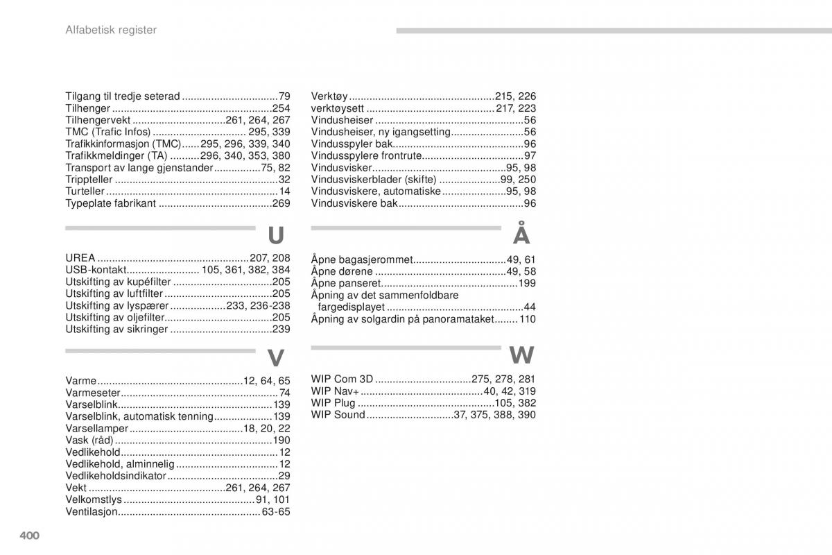 Peugeot 5008 bruksanvisningen / page 402