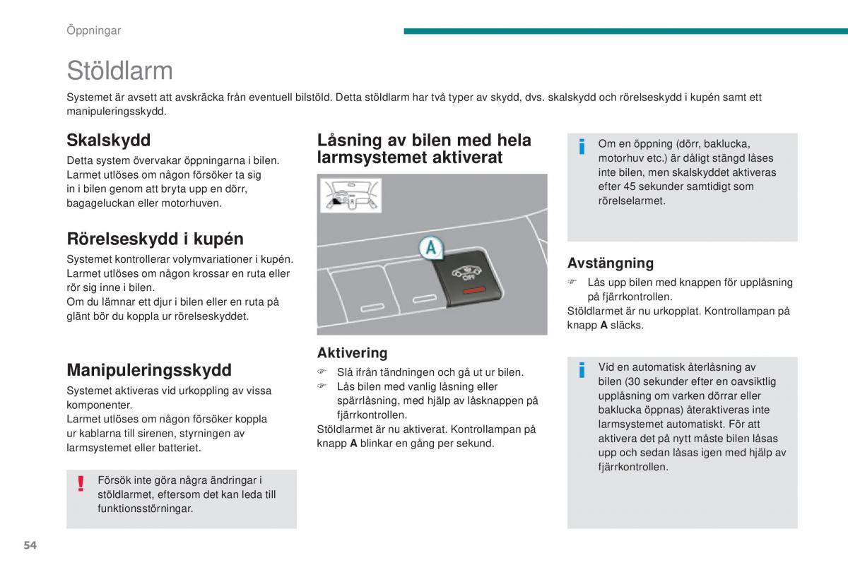 Peugeot 5008 instruktionsbok / page 56