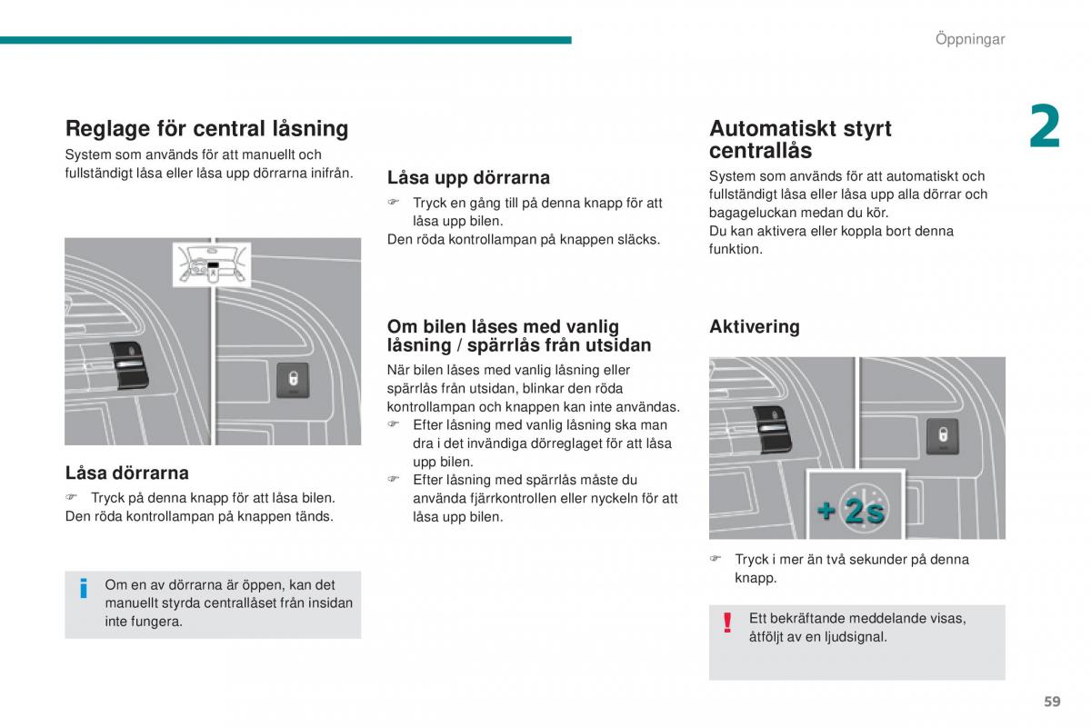 Peugeot 5008 instruktionsbok / page 61