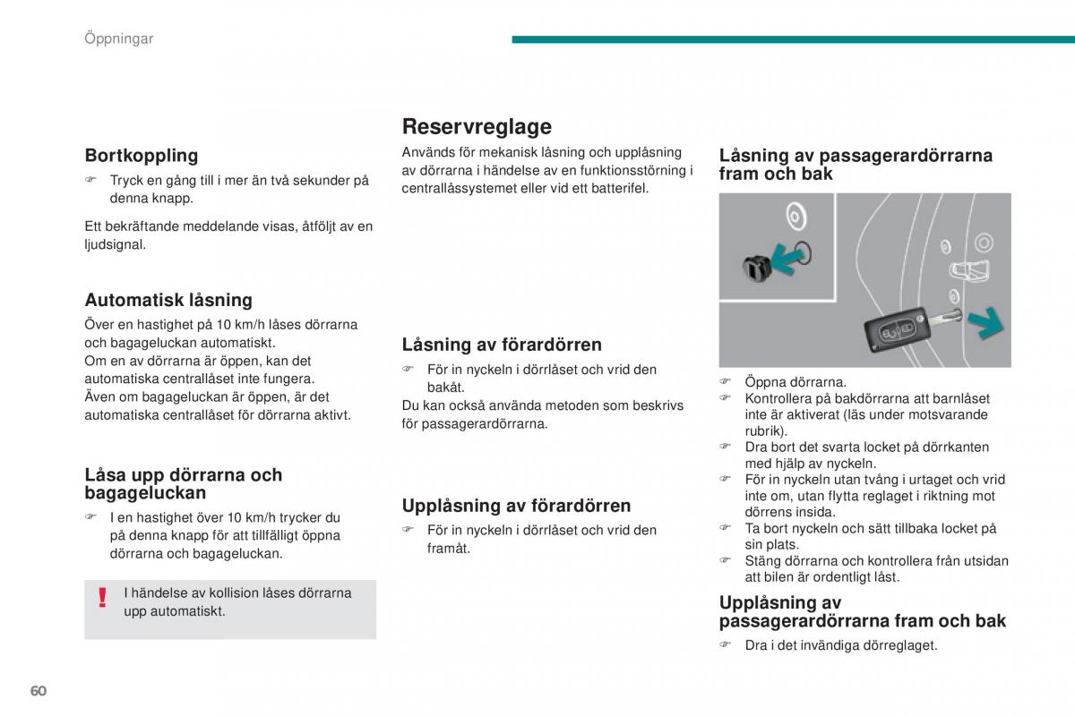 Peugeot 5008 instruktionsbok / page 62