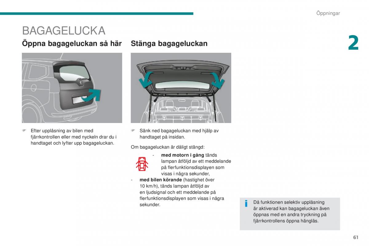 Peugeot 5008 instruktionsbok / page 63