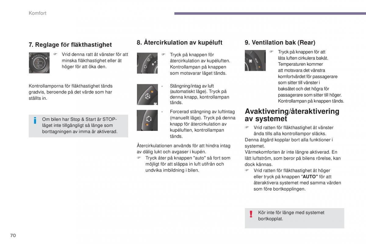 Peugeot 5008 instruktionsbok / page 72